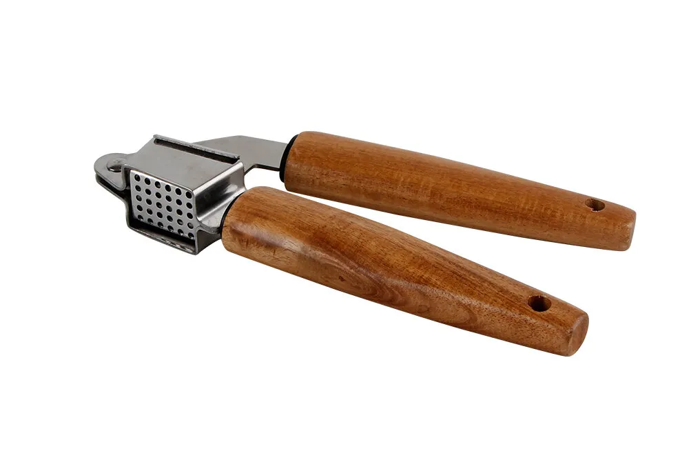 WOODPECKER Knoblauchpresse 20 cm Holz und Edelstahl