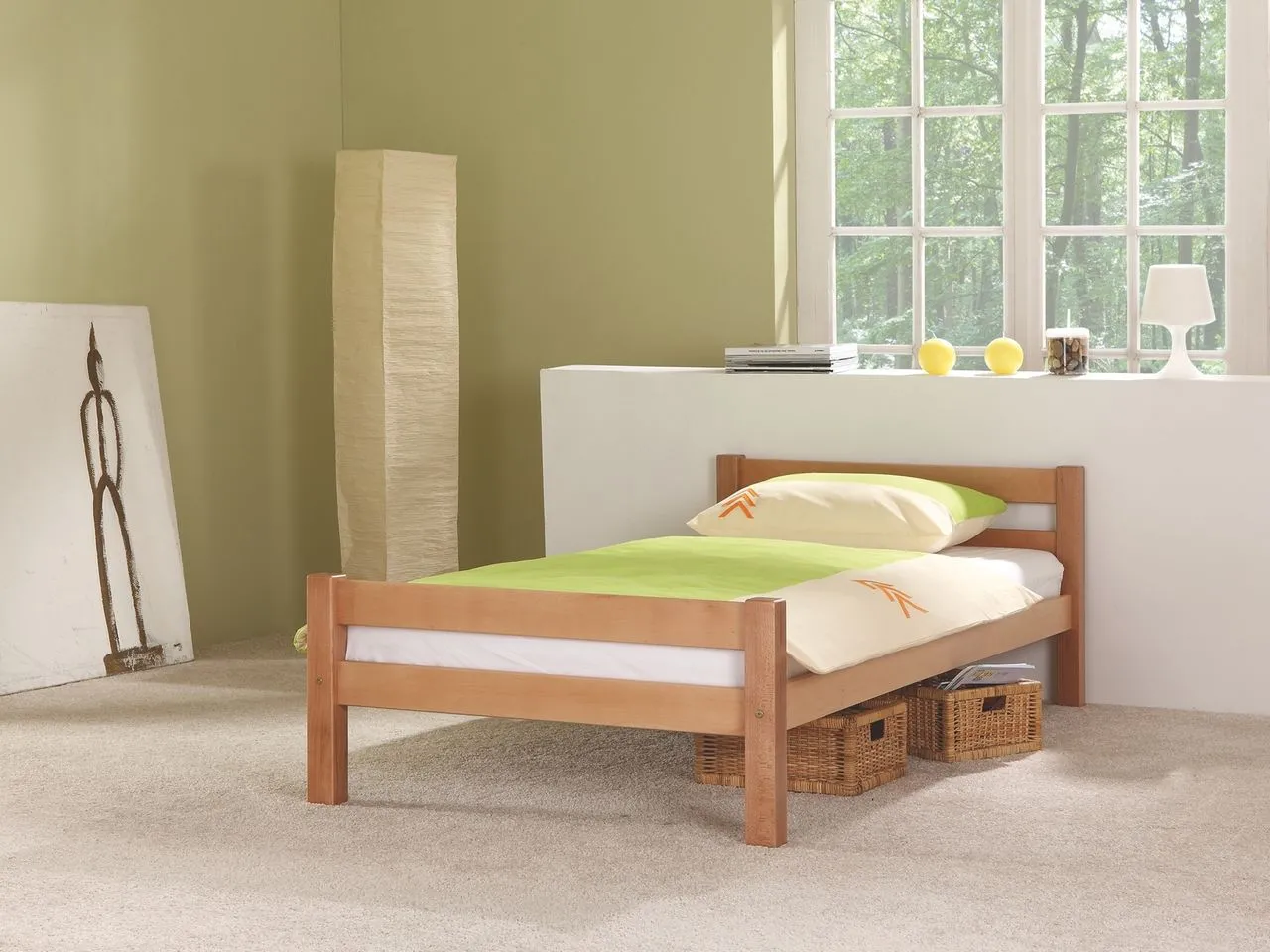 Einzelbett "HELGA" inkl. Rolllattenrost, weiß