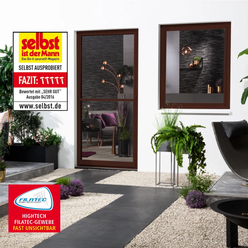 Aluminium Fliegengitterbausatz für Fenster SLIM, 130x150cm Braun