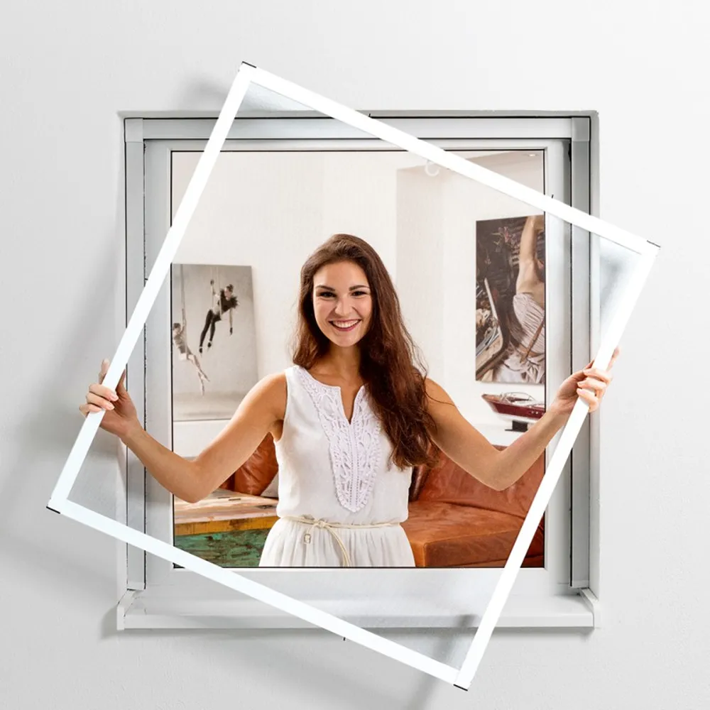 Aluminium Fliegengitterbausatz für Fenster SLIM, ca. 130 x 150 cm weiß