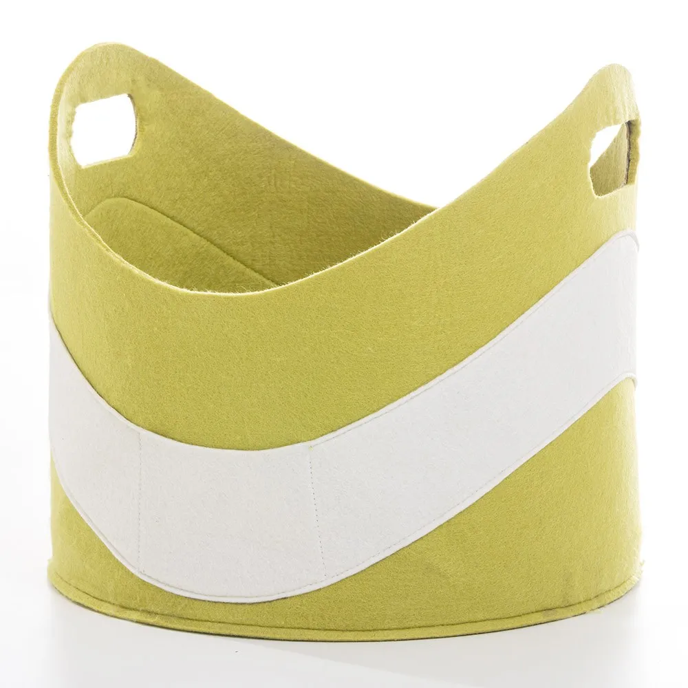 Filzkorb "larry" in grün-weiß