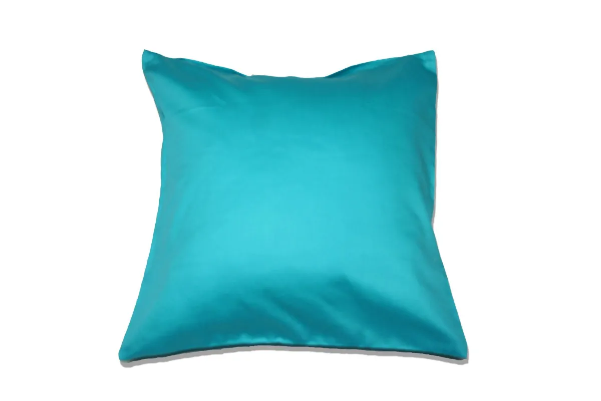 Baumwoll-Satin Kissenhülle Uni 2x 40/40 cm, Farbe aqua