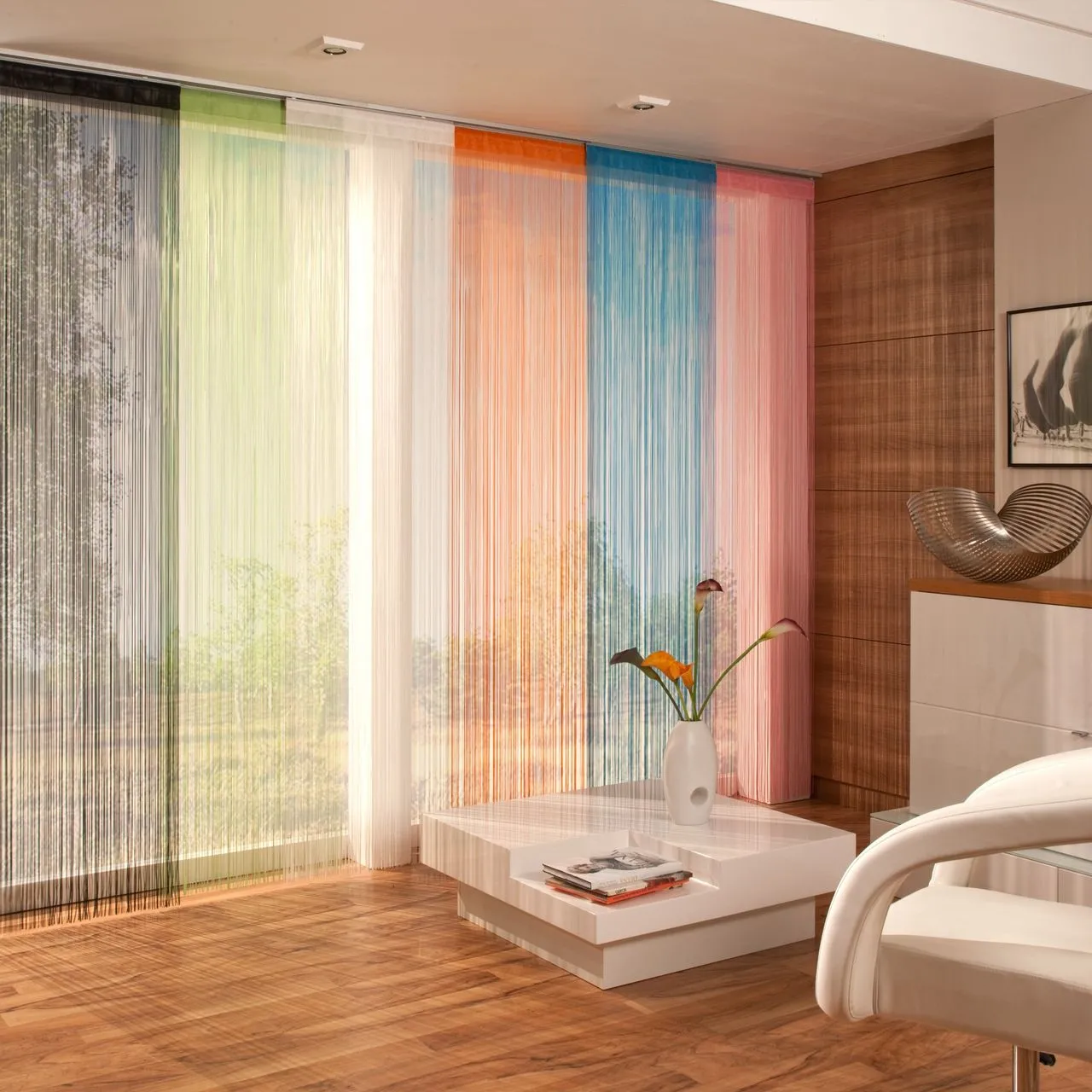 Flächenvorhang Schiebevorhang Fadenvorhang, 60 x 245 cm, hellblau