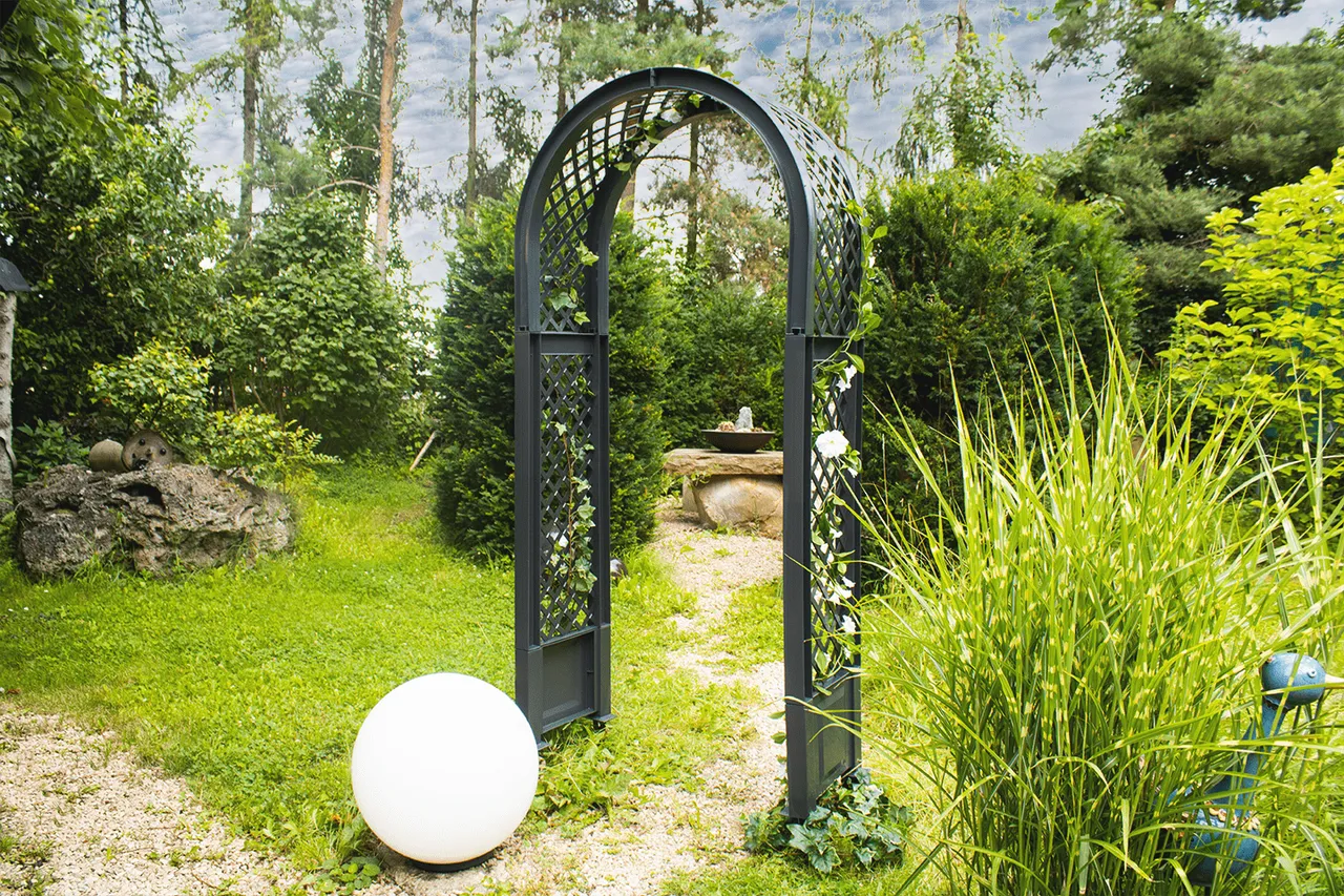 KHW Rosenbogen mit zwei Erdspießen, anthrazit