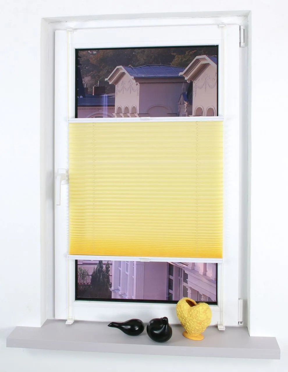 Klemmfix-Plissee verspannt, 150 x 60 cm, Lemon Yellow