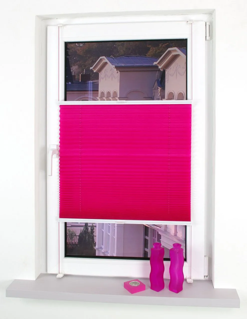 Klemmfix-Plissee verspannt, 150 x 60 cm, Red Magnolia