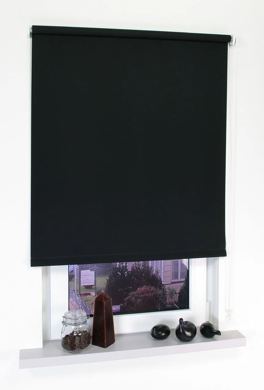 Seitenzugrollo, Kettenzugrollo, 240 x 102 cm, schwarz