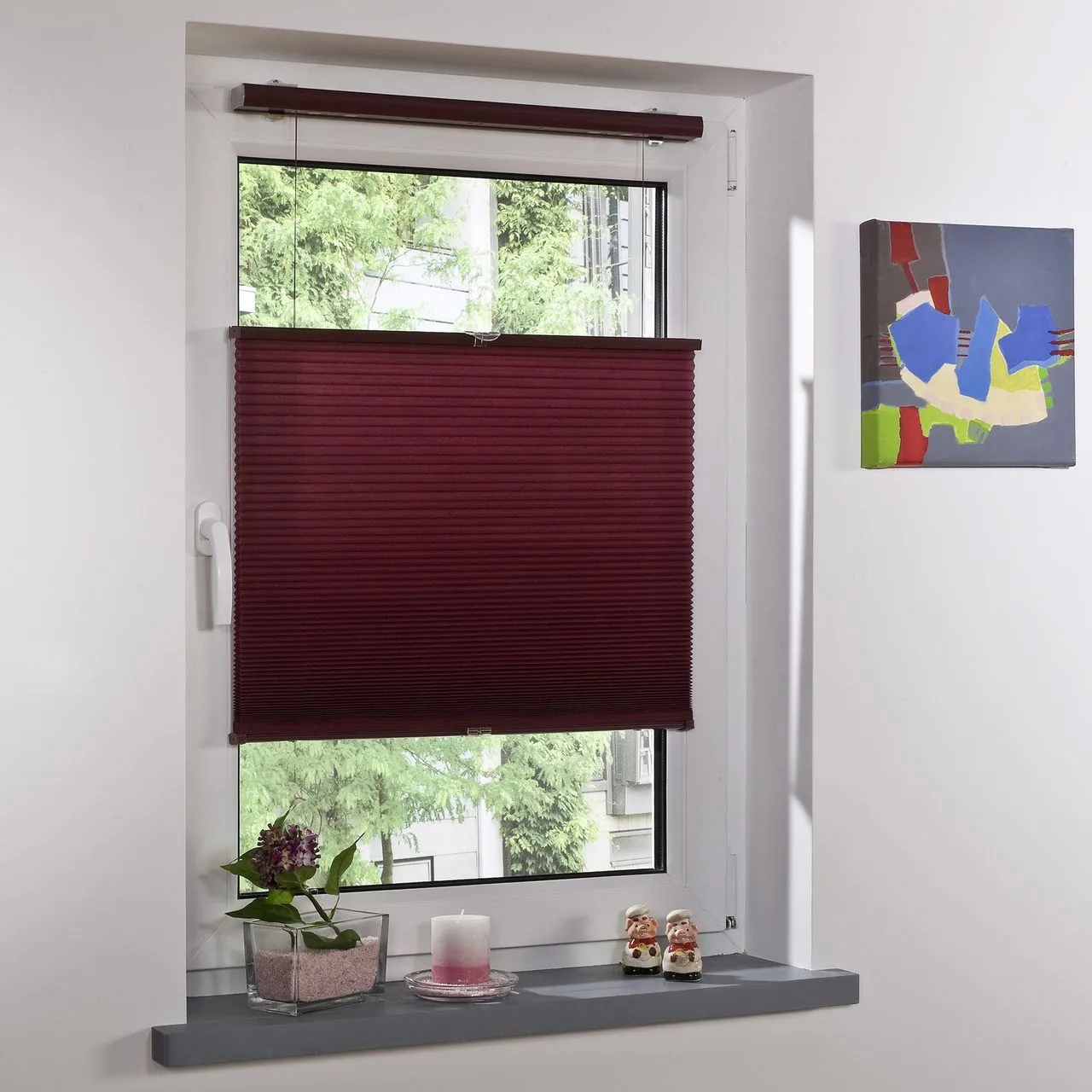 Thermo Klemmfix-Plissee, Wabenplissee, 130 x 60 cm, Bordeaux