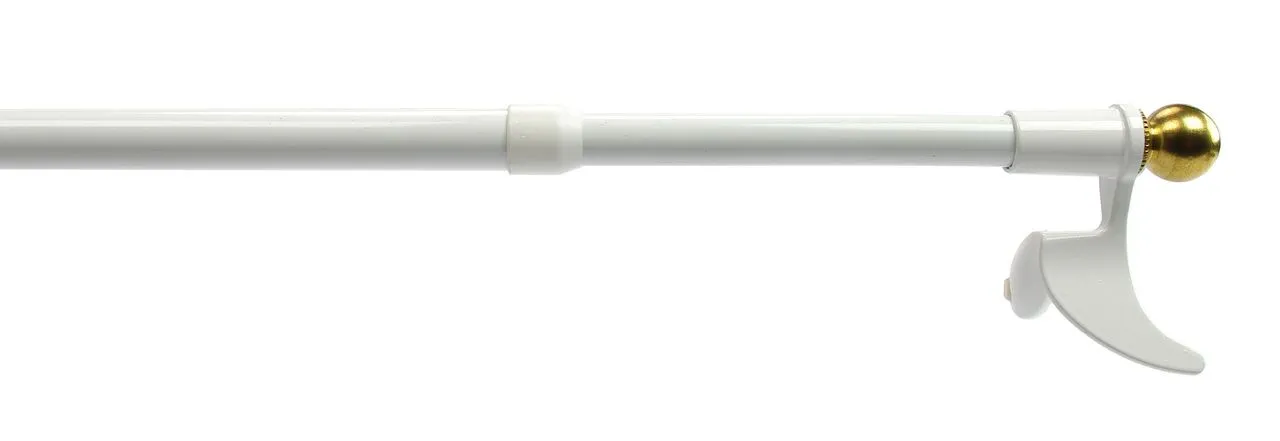 Bistrostange, Scheibengardinenstange Klemmstange 12 mm Ø, weiß/messing, ausziehbar 30-45 cm