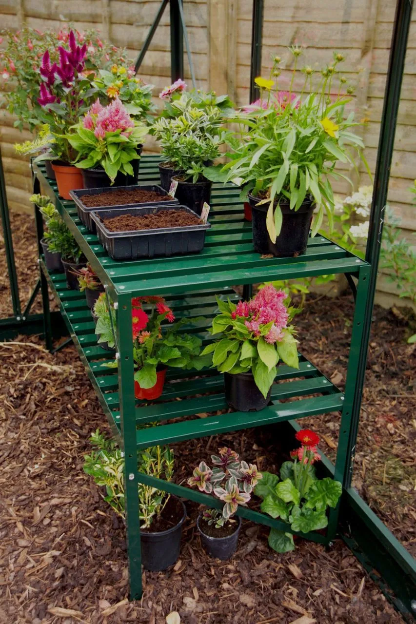 Alutisch, 2 Ablagen, 121x54x76cm, grün