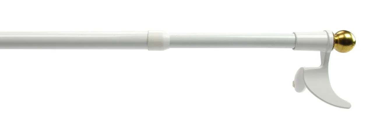 Bistrostange, Scheibengardinenstange Klemmstange 12 mm Ø, weiß/messing, ausziehbar 100-130 cm