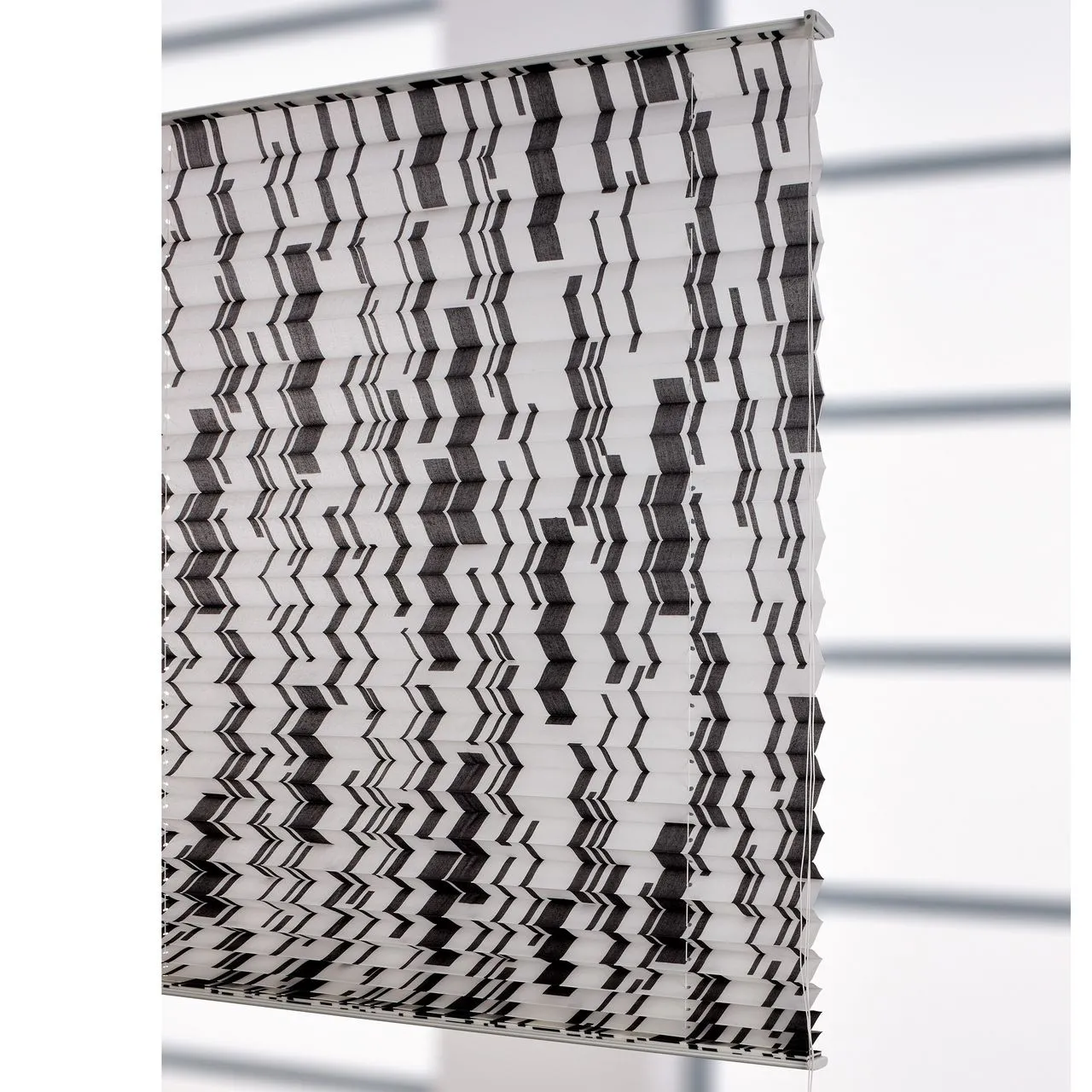 XXL Plissee, Faltvorhang, 175 x 140 cm, schwarz/weiß