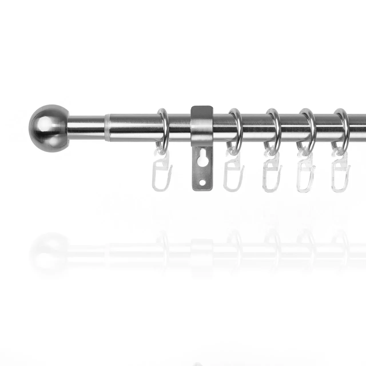 Gardinenstange Kugel, 20 mm, ausziehbar 120 - 230 cm - Edelstahl Optik