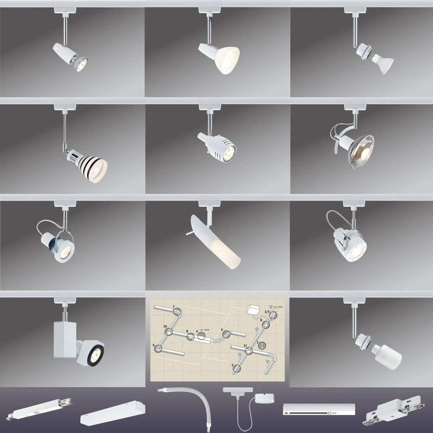 Paulmann Weiss U-Rail URail 230V Schienensystem Stangensystem Komponenten weiß