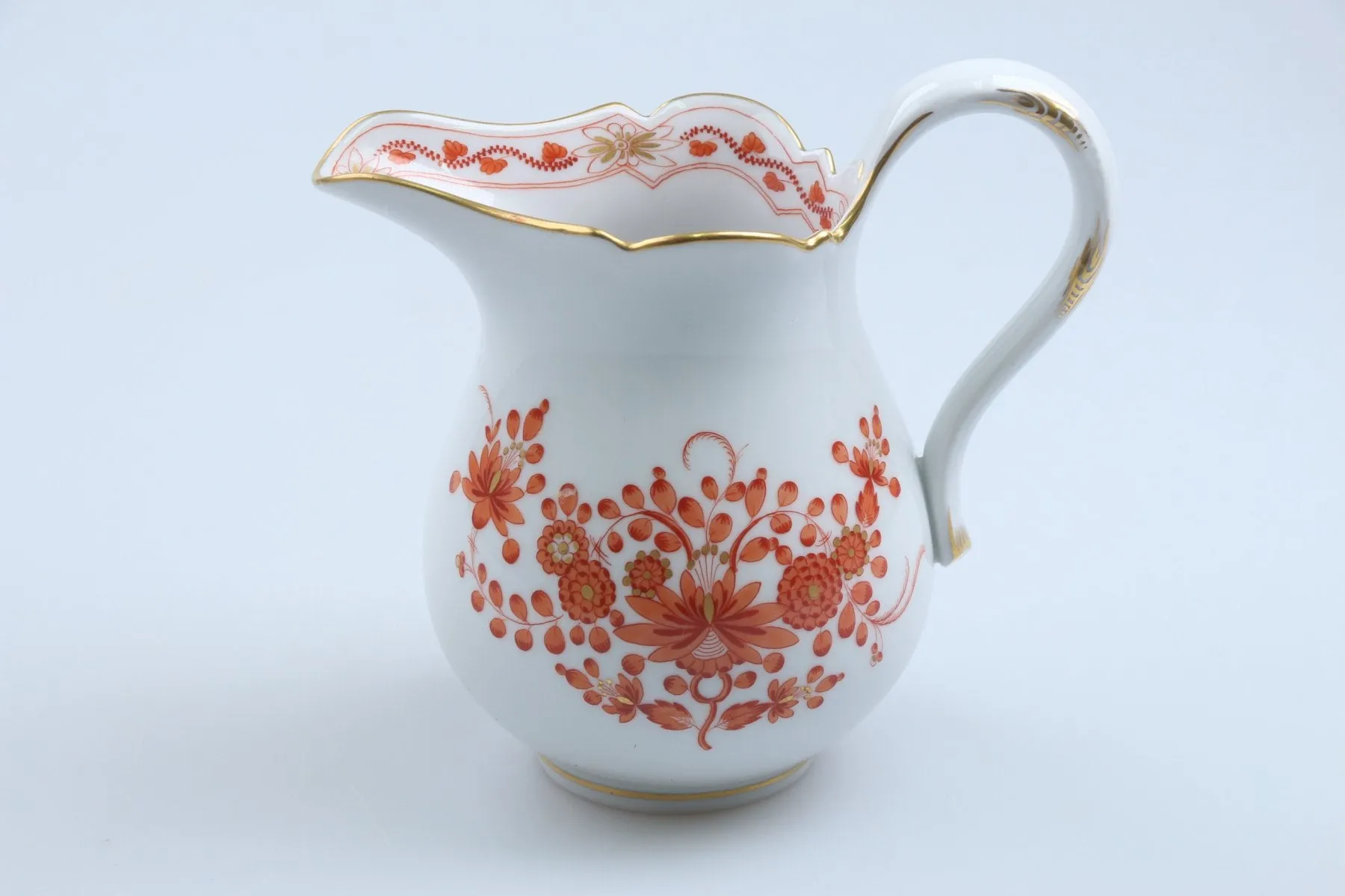Milchkännchen maxi - Meissen Neuer Ausschnitt I.Wahl Indische Malerei Koralle