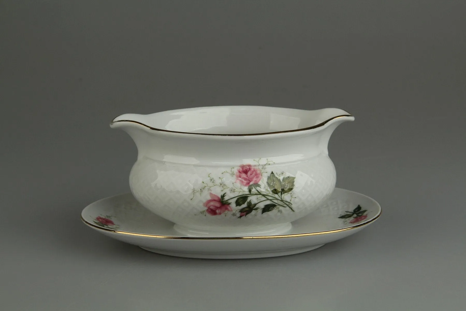 Sauciere mit Teller einteilig - Seltmann Weiden Annabell rote Rosen - 25915