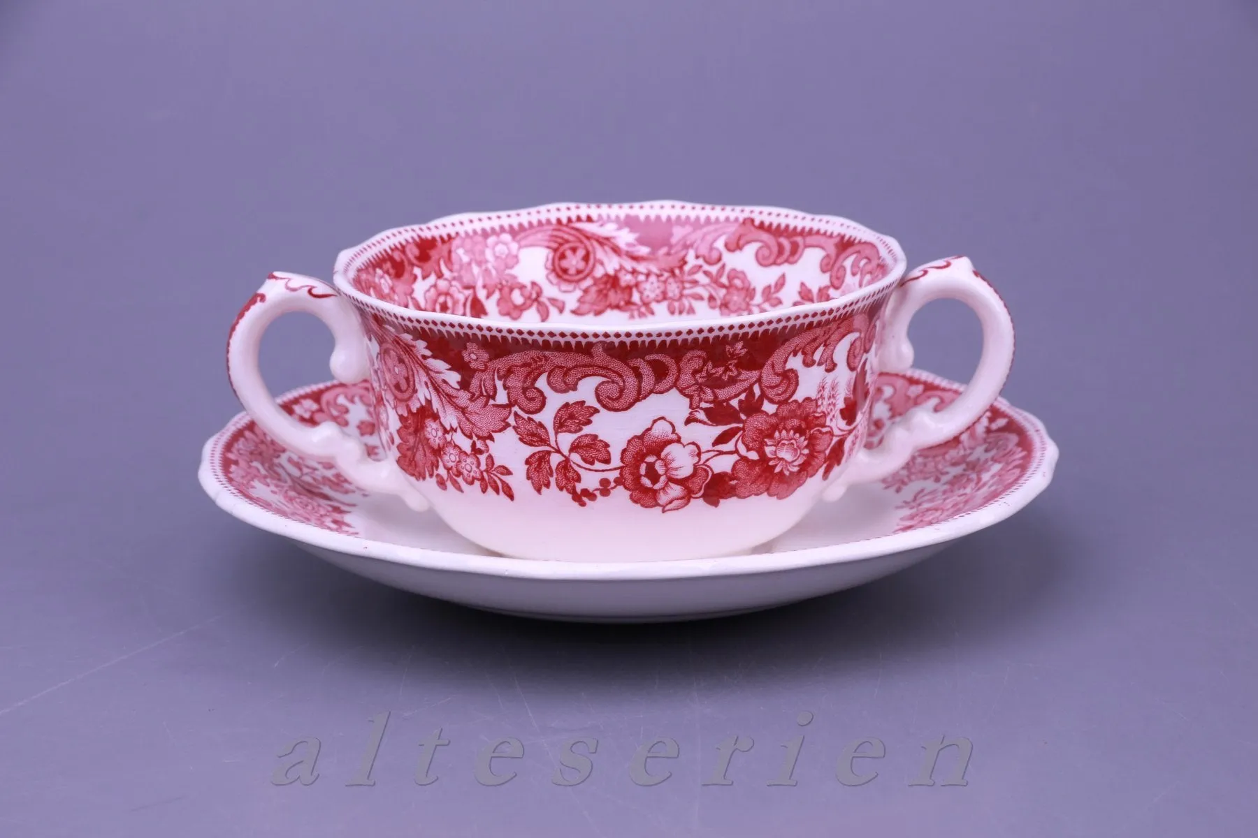 Suppentasse mit Untere - Spode Copeland Pink Red Rhine