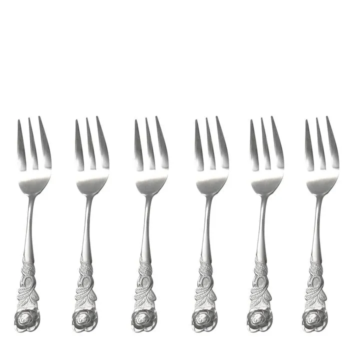 Kuchengabeln 6 Stück, Rosendekor