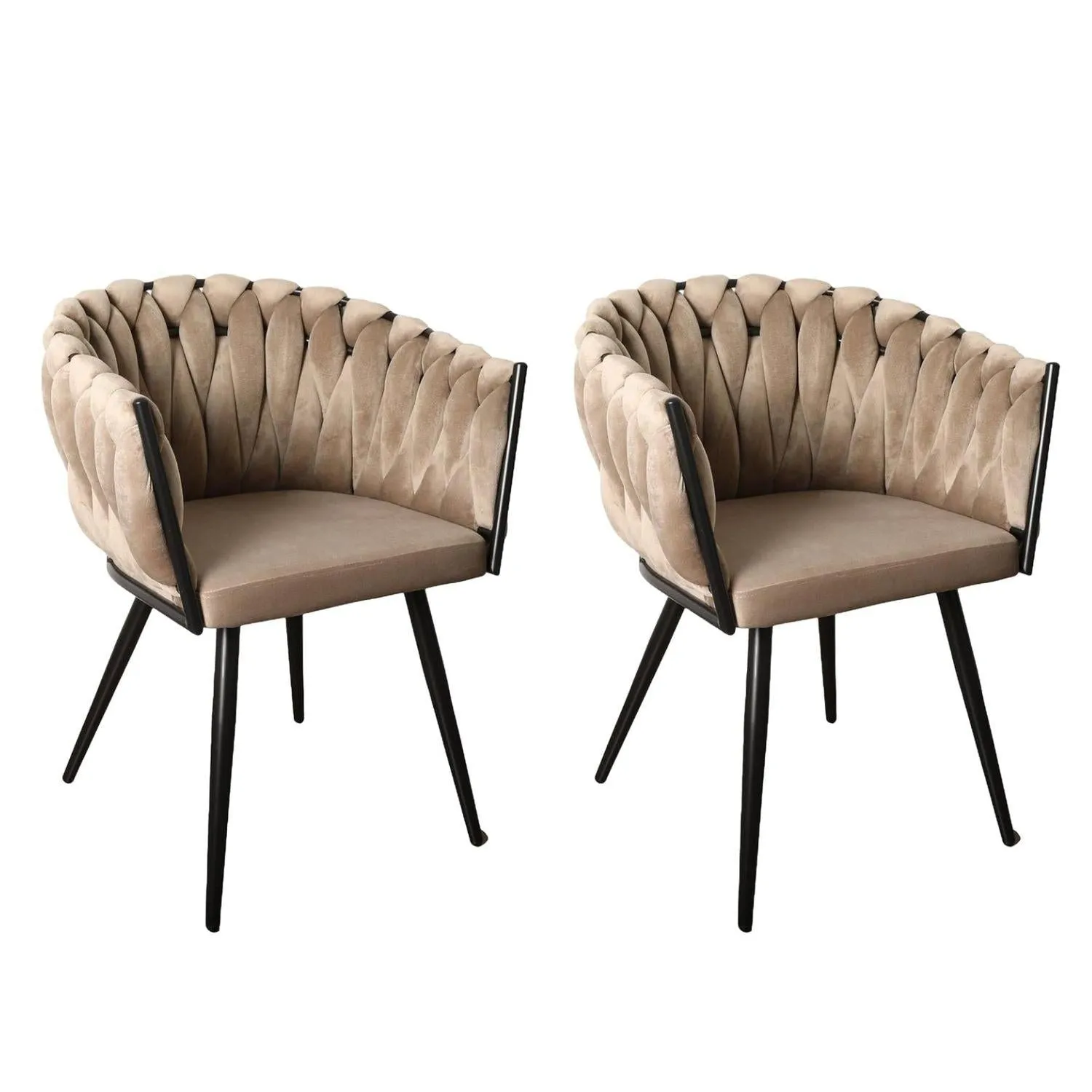 2er-Set Armlehnenstühle Wave - Braun