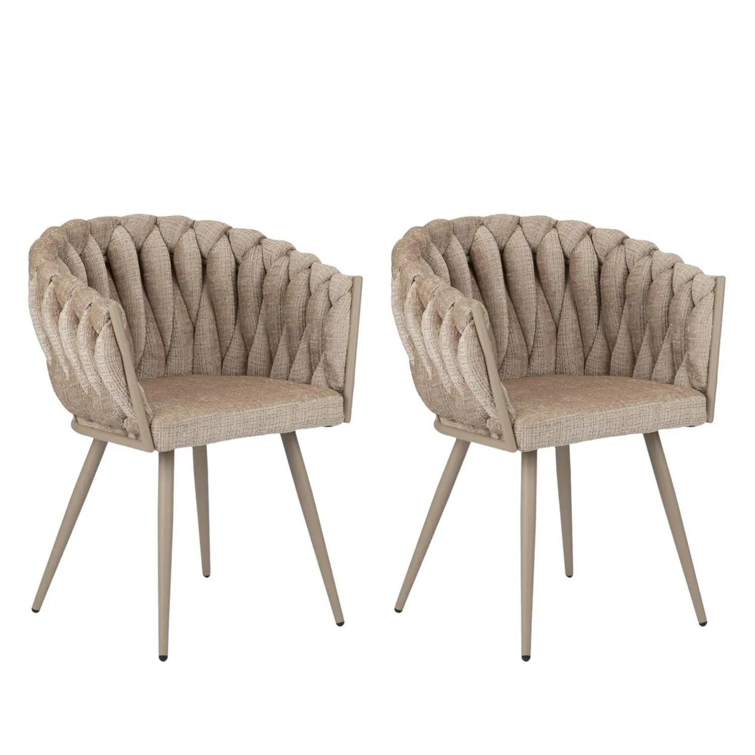 2er-Set Armlehnenstühle Wave - Creme