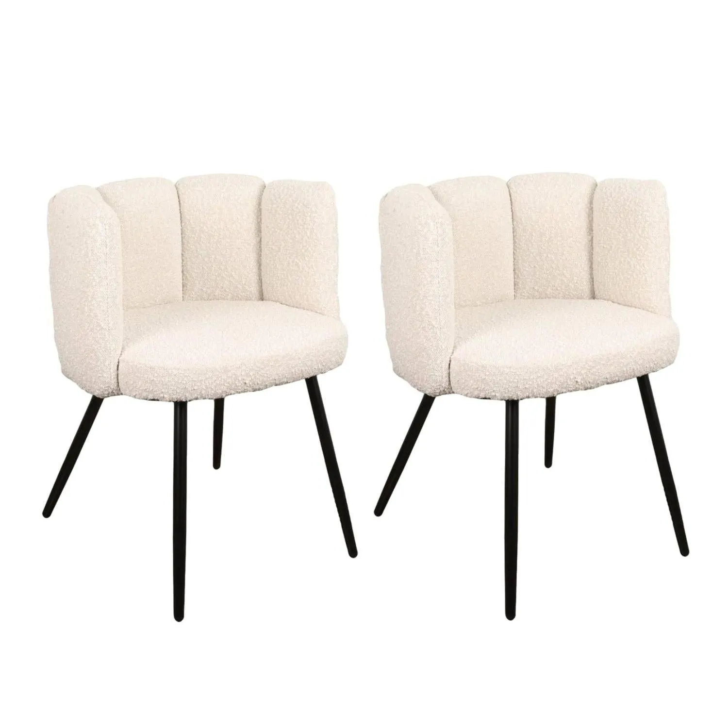 2er-Set Esszimmerstühle High Five aus Bouclé - White Pearl