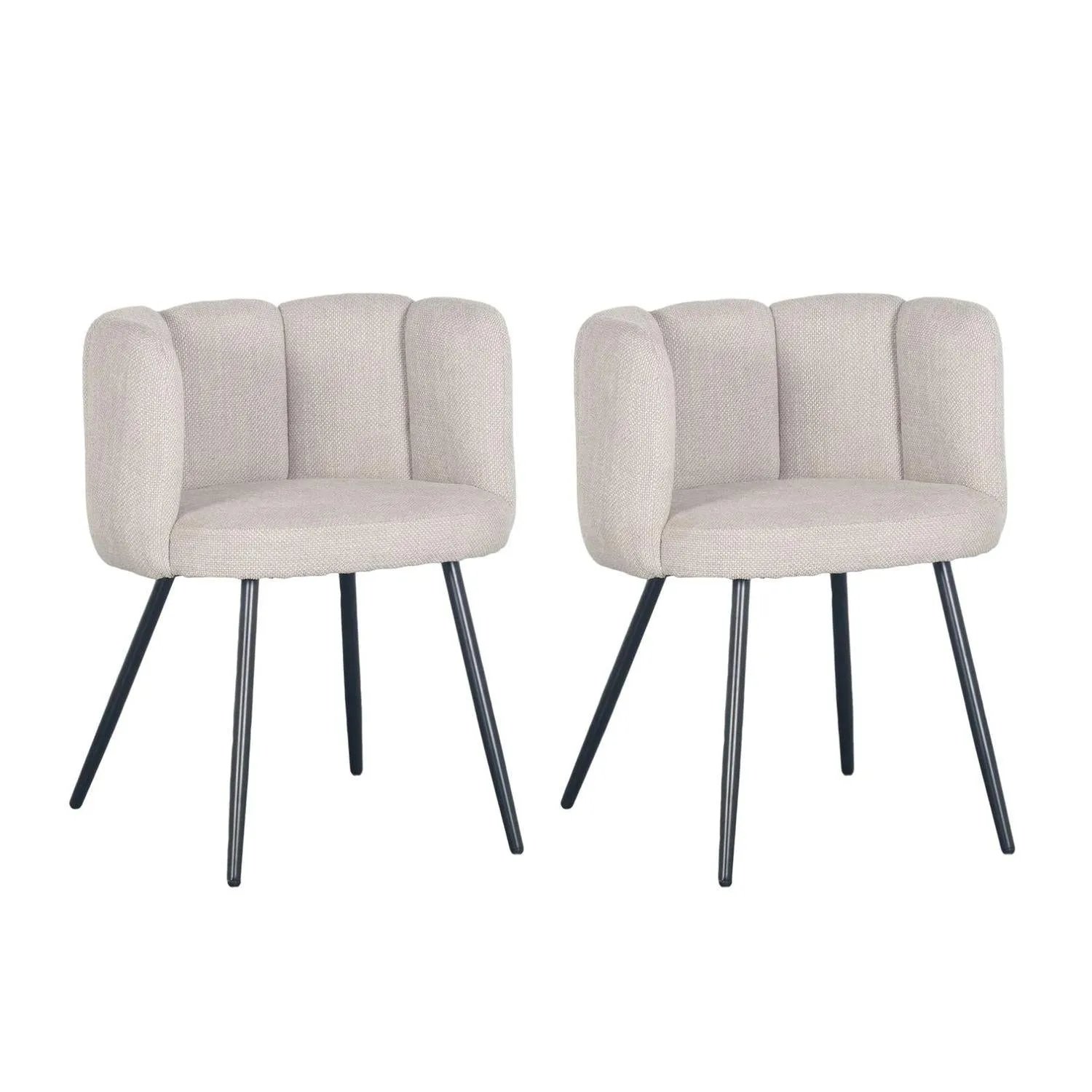 2er-Set Esszimmerstühle High Five aus Chenille - Beige