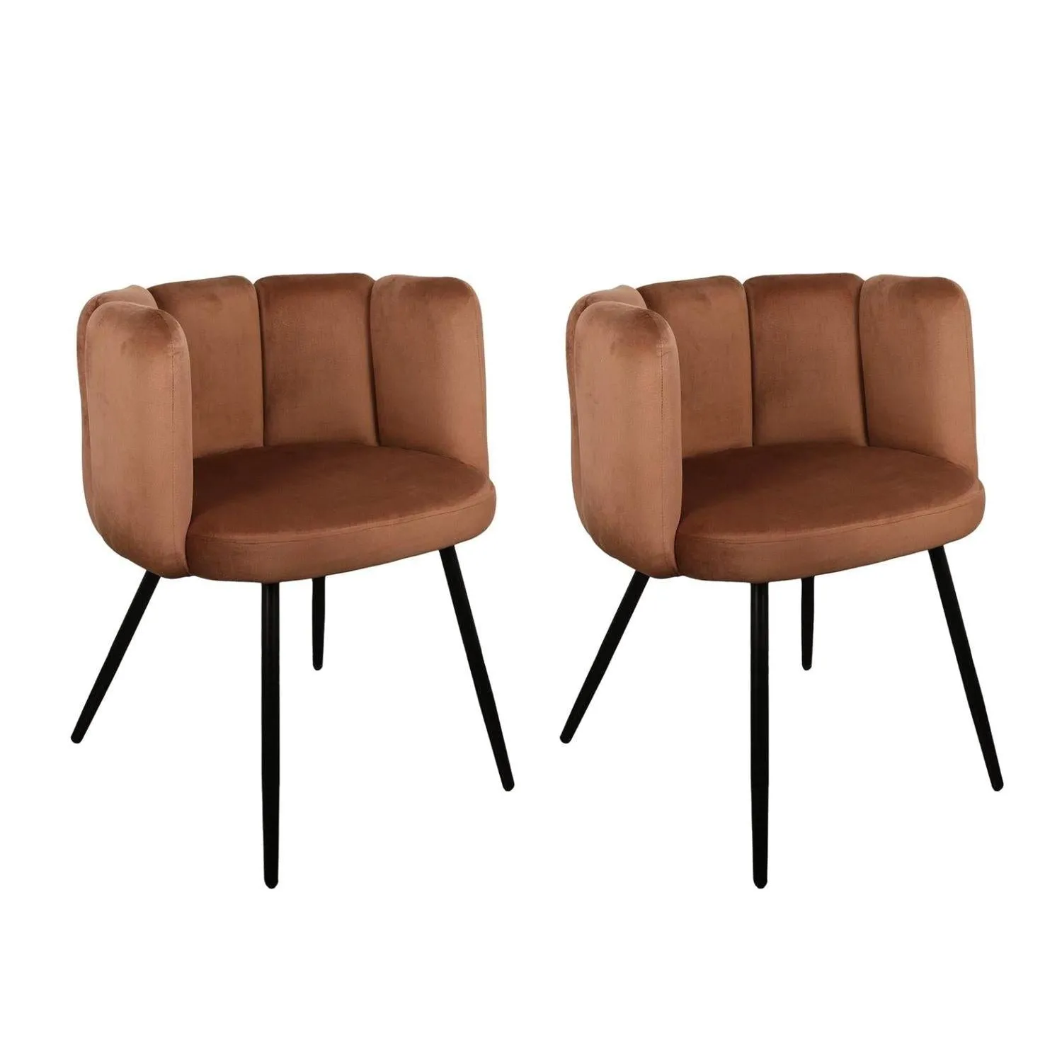 2er-Set Esszimmerstühle High Five aus Samt - Kupfer