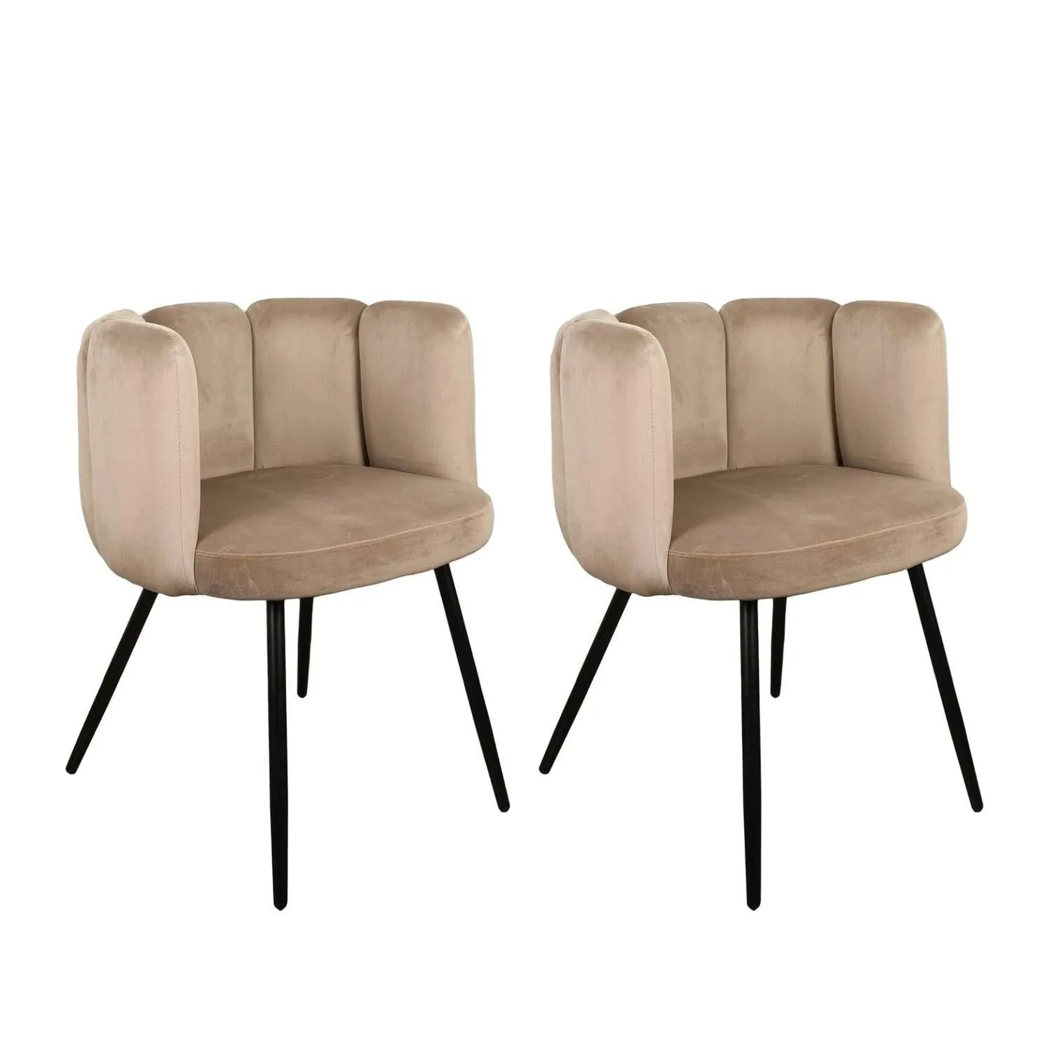 2er-Set Esszimmerstühle High Five aus Samt - Sand
