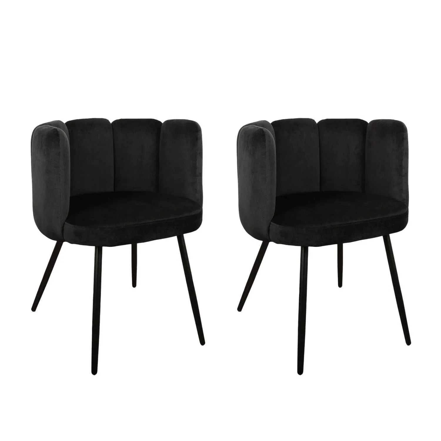 2er-Set Esszimmerstühle High Five aus Samt - Schwarz
