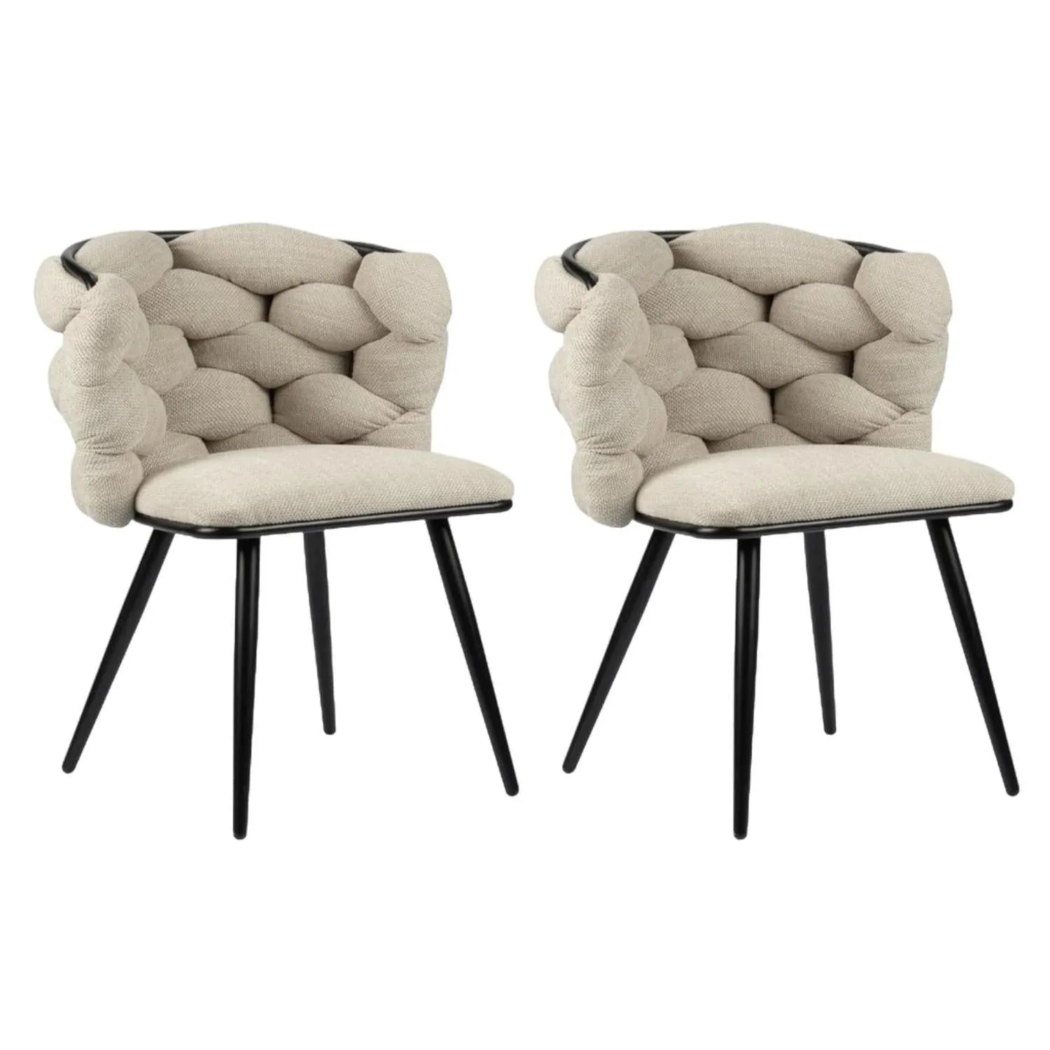 2er-Set Esszimmerstühle Rock aus Chenille - Beige