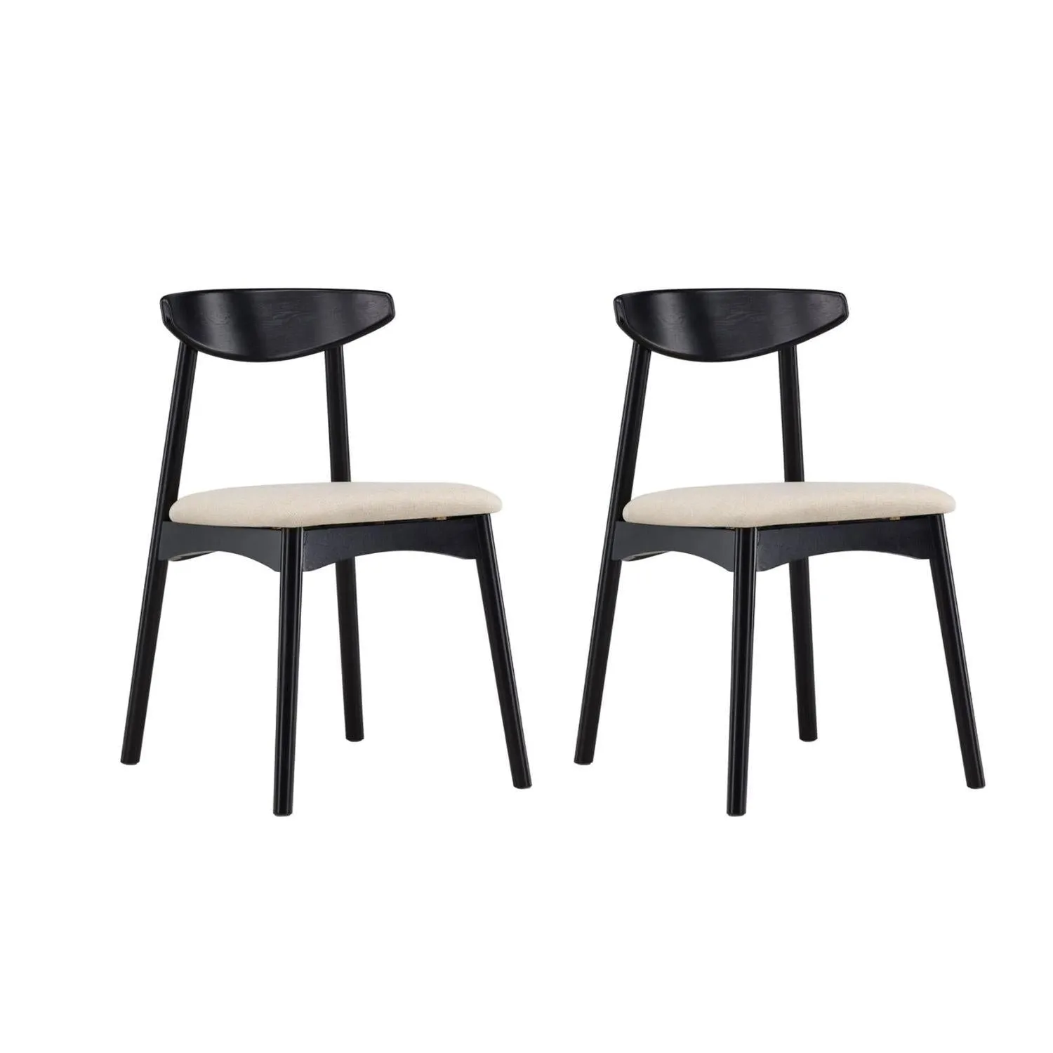 2er-Set Esszimmerstühle Ven aus Eichenholz - Schwarz