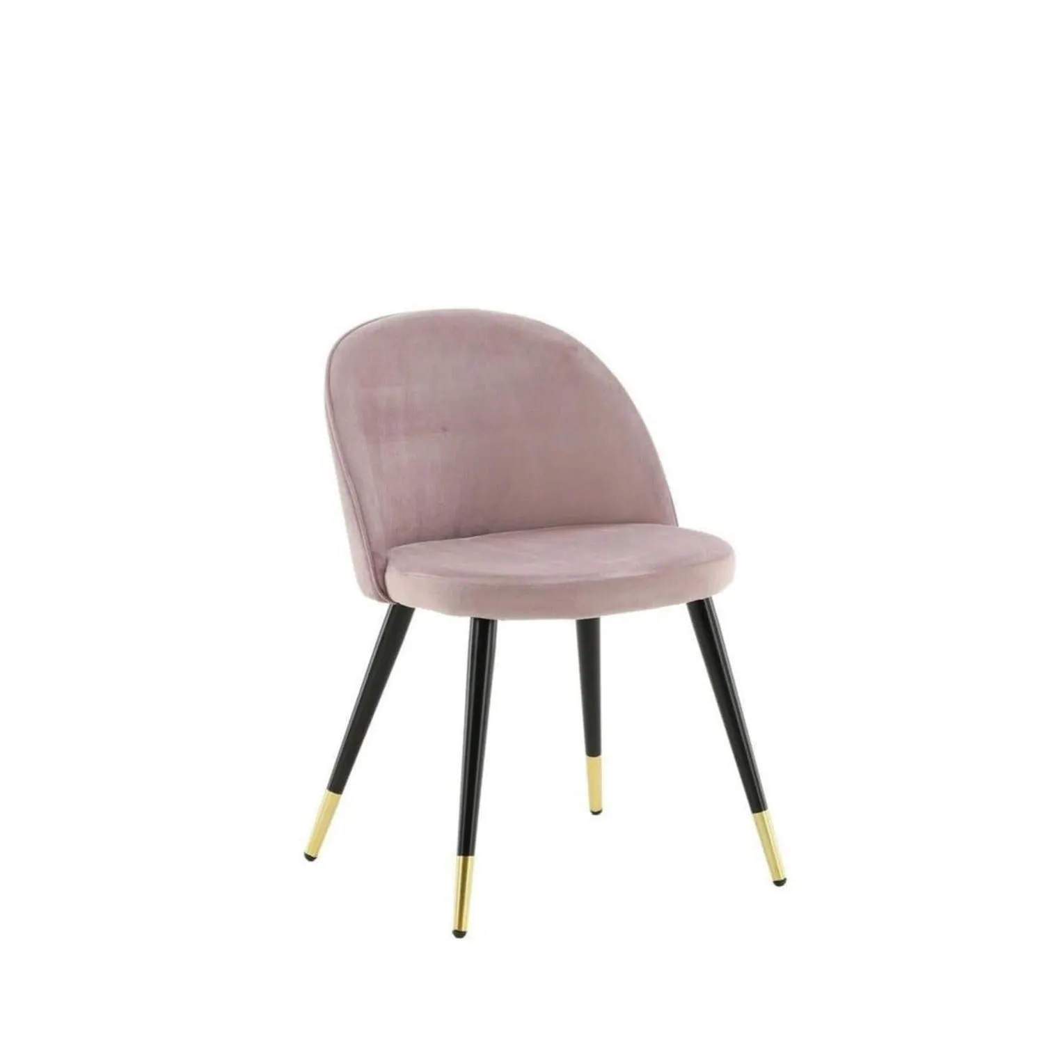 2er-Set Polsterstühle Velvet aus Samt - Altrosa / Schwarz / Messing