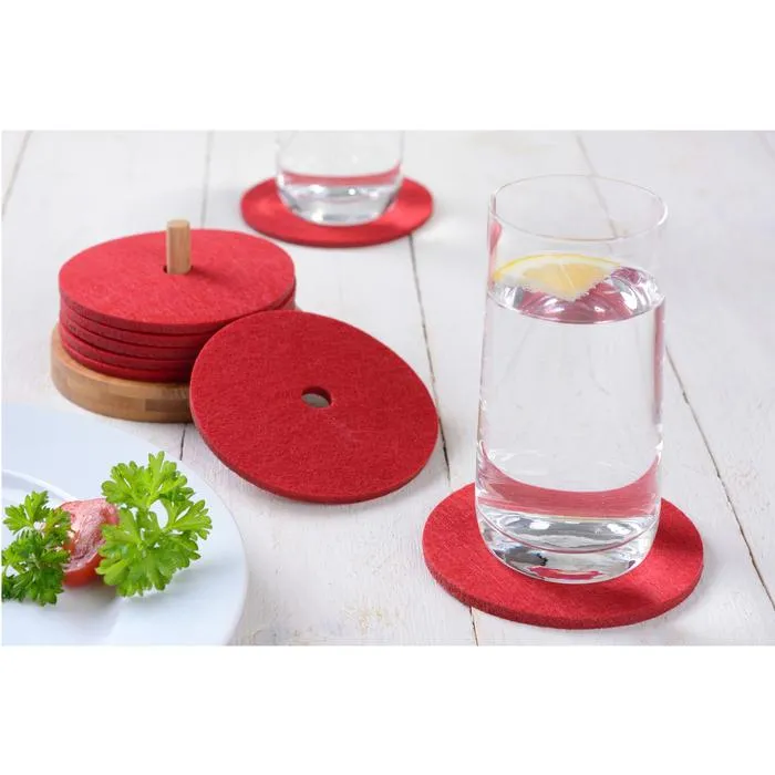 8 Glasuntersetzer mit Halter rot