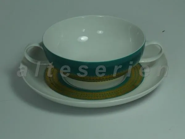 Suppentasse mit Untere - Thomas Rotunda grün mit Goldbordüre