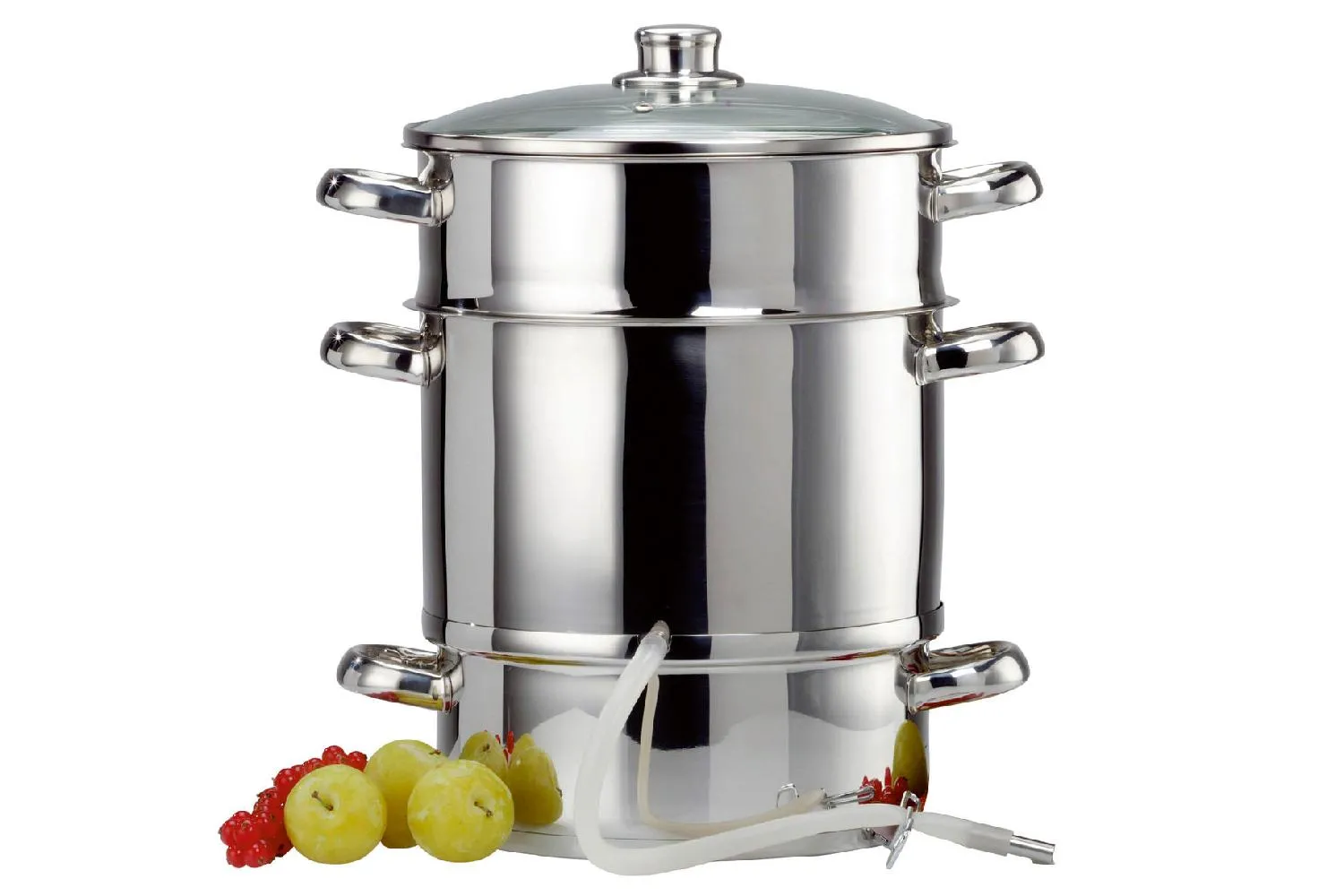 Herd-Entsafter Safti Glasdeckel mit stoßfestem Edelstahlrand