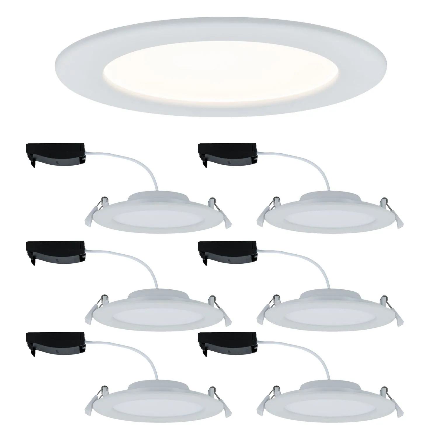 6er Set 12W Einbau Paneele rund Einbauöffnung 15 cm 3000 Kelvin Einbaulampen 835lm enspricht 80W IP44 Bad Dusche Aussenlampen Weiß