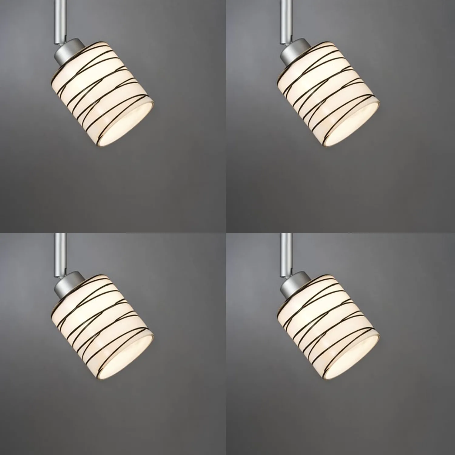 4 x Paulmann Lampenschirm E14 Öffnung ca. 3 cm Wobble Zyli Glas Ersatzglas, Schirm, Ersatzschirm Zylinder Form Streifen schwarz