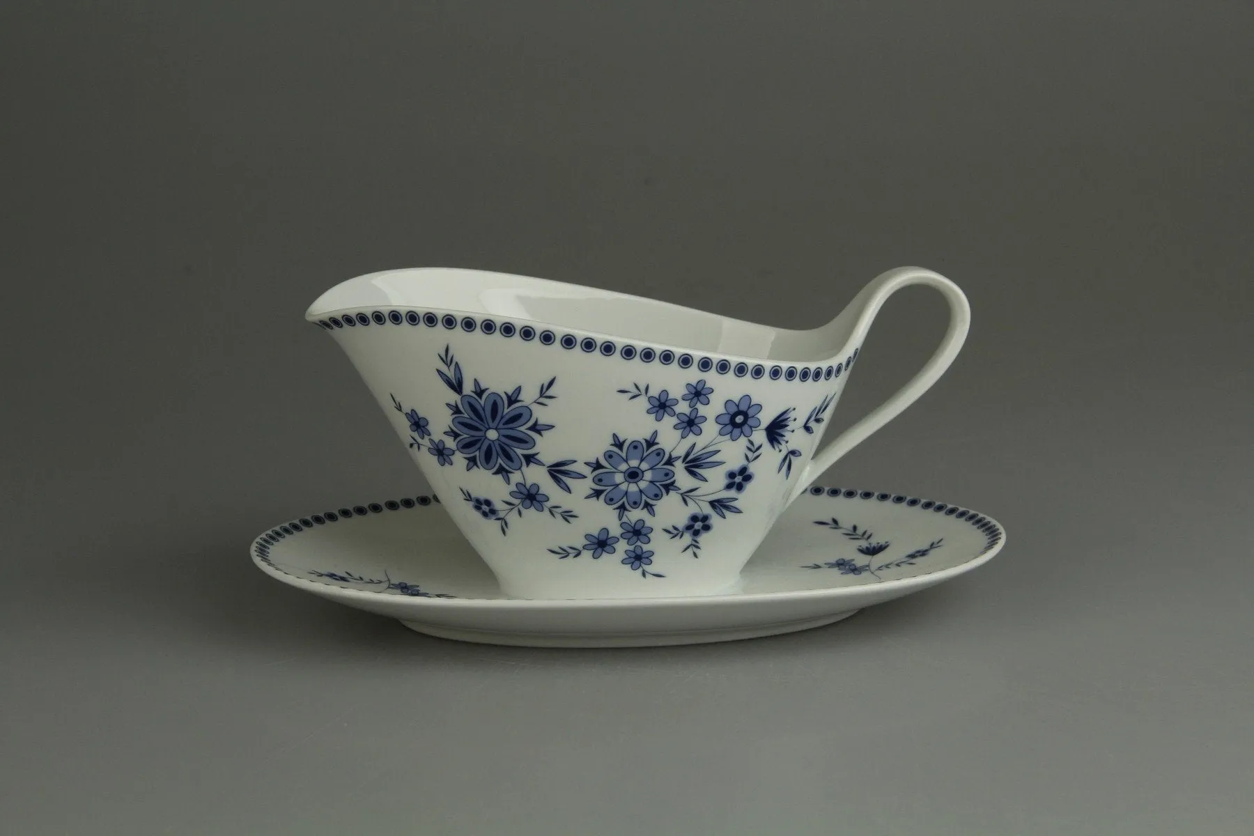 Sauciere mit Teller einteilig - Seltmann Weiden Doris Bayerisch Blau