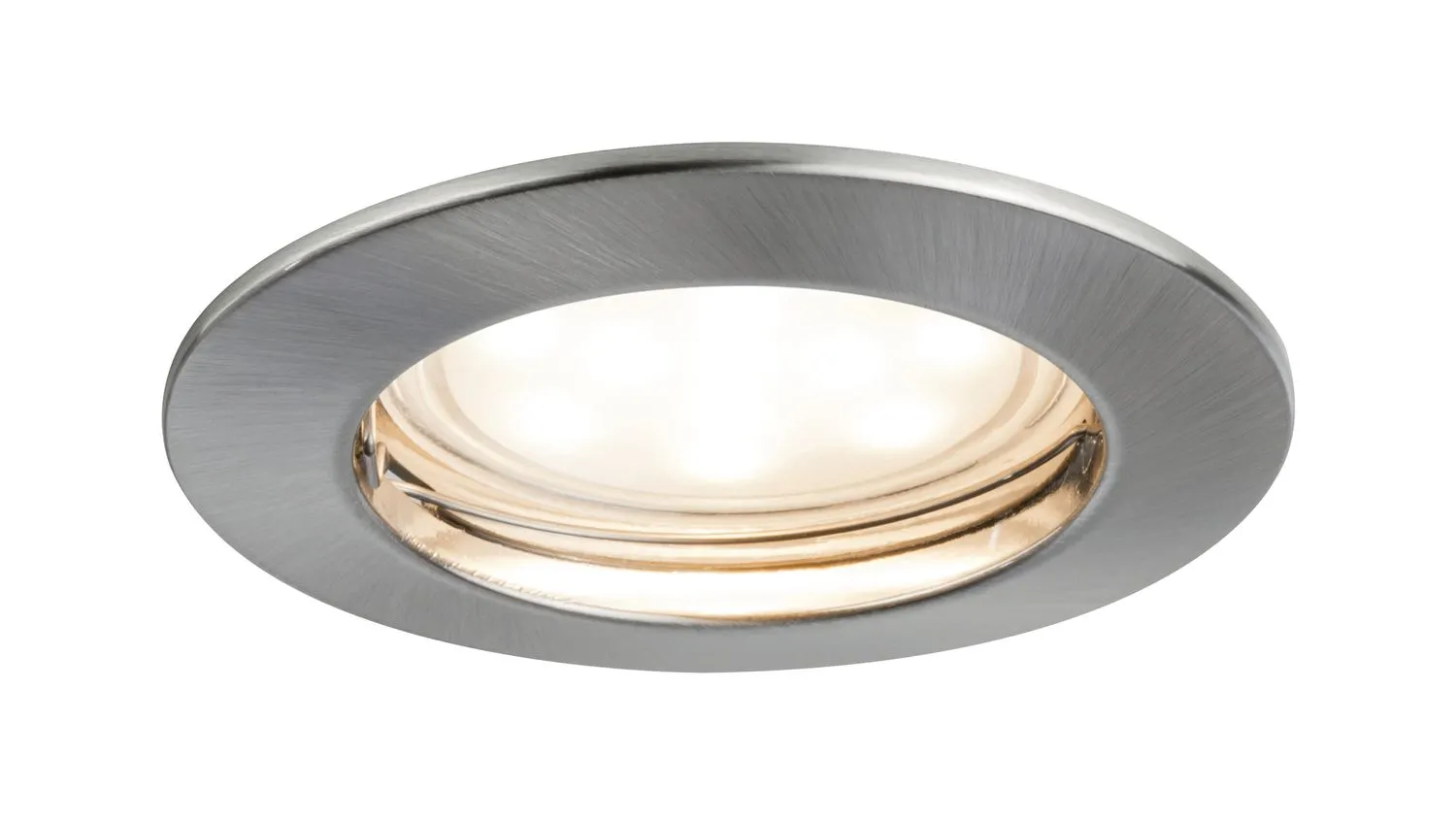 Paulmann Premium Einbauleuchten Set Coin satiniert rund starr LED 1x6,8W 2700K 230V 51mm Eisen gebürstet/Alu Zink