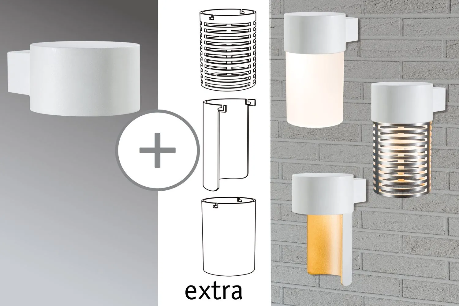 Paulmann Special Aufbauleuchte Set AmbientLED IP44 Wand LED 1x2,4W 230V 100mm Weiß matt/Alu Zink