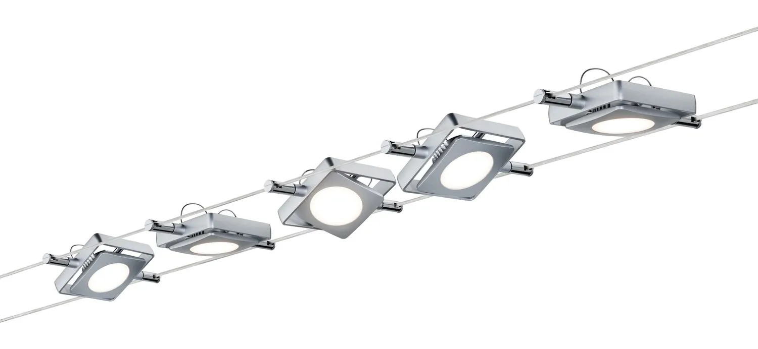 Paulmann Wire Systems DC Set MacLED 5x4W Chrom matt 230V/12V DC 30VA Metall