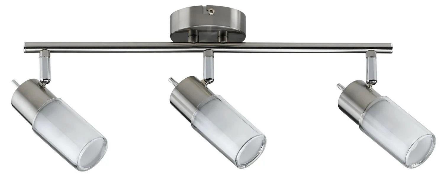 600.82.LED  Paulmann Deckenleuchten Spotlights Zygla Balken 3x4W GU10 LED 230V Eisen gebürstet Metall/Glas