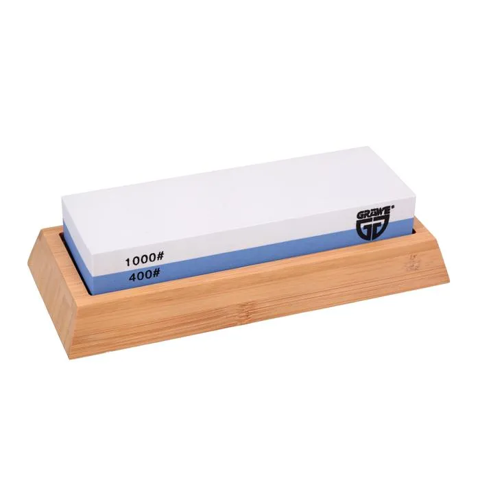 Wetzstein Körnung 400/1000 mit Bambus-Halter