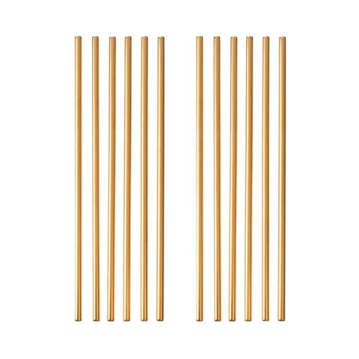 Trinkhalm Strohhalm GOLD 12er Set Gerade Edelstahl