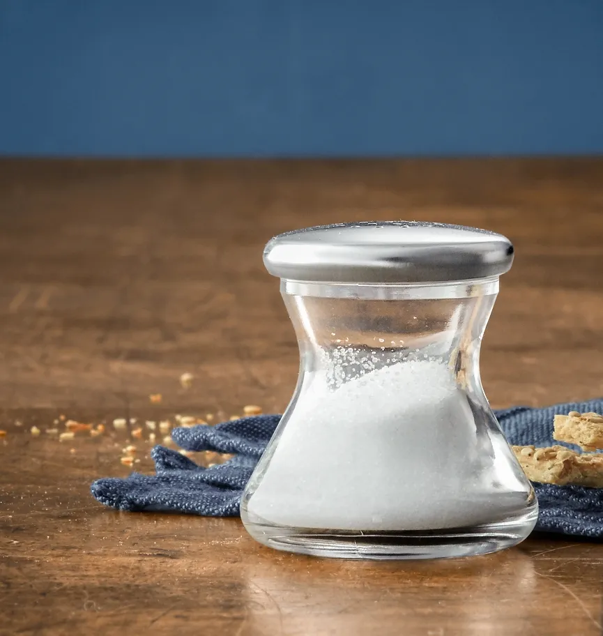 Wagenfeld Salzstreuer, H 4,5cm Glas, Cromargan Edelstahl rostfrei 18/10