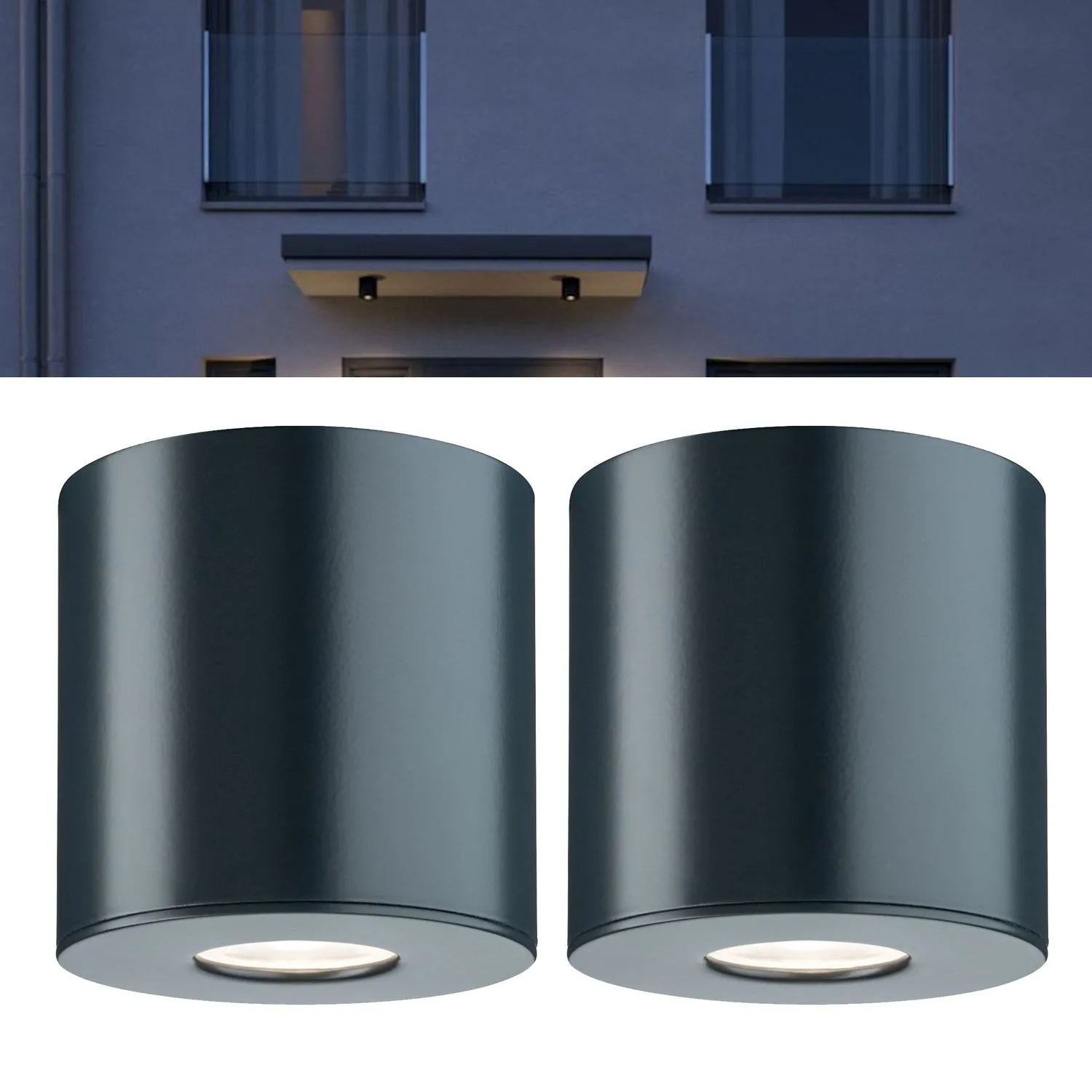 2er Pack Paulmann Aussenleuchte Deckenleuchte IP44 660 Lumen 4000K 5,3 W 55° Anthrazit Neutralweiß