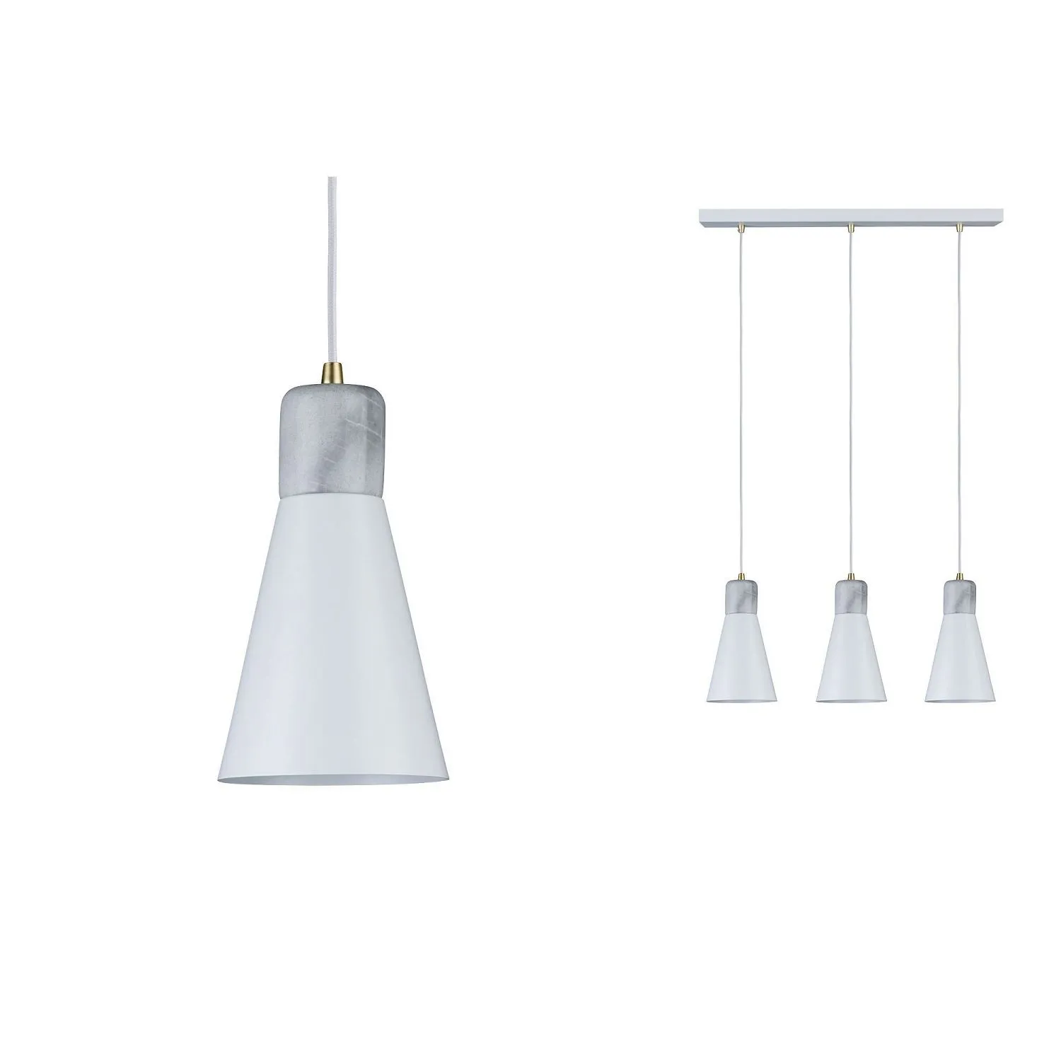 Paulmann Neordic Ivar Pendelleuchte max 3x20W E27 Weiß matt 230V Metall/Marmor