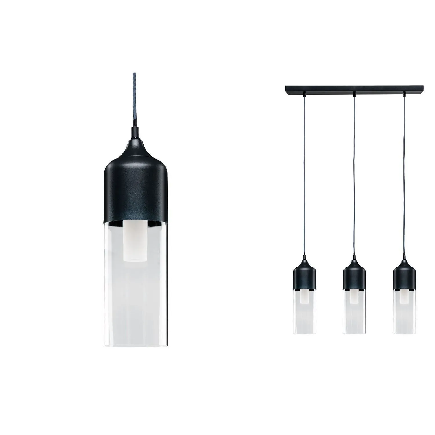 Paulmann Neordic Vanja Pendelleuchte max.3x20W E27 Grau/Klar 230V Glas/Metall