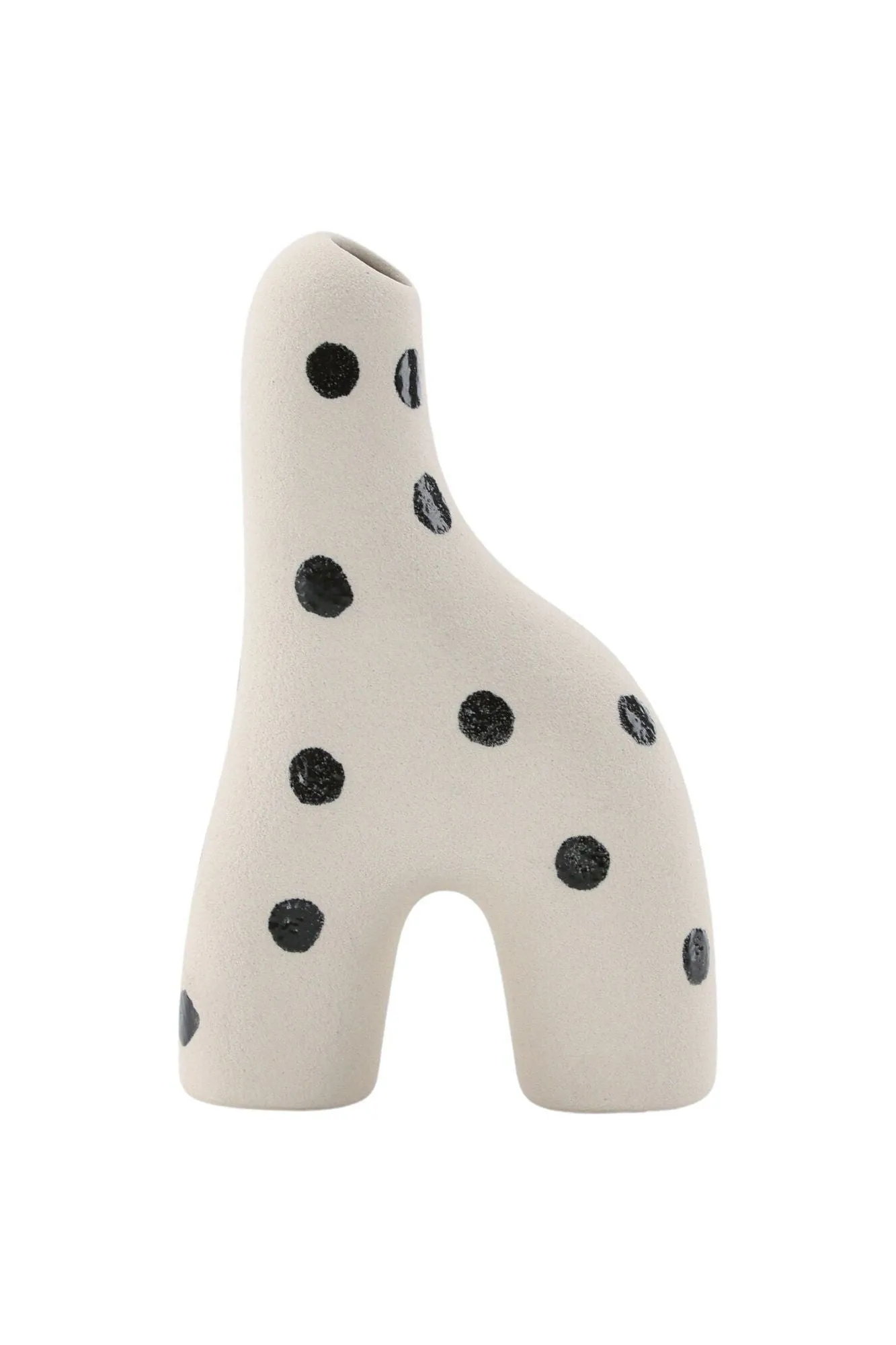 Aya Vase - White Stoneware with Black Dots