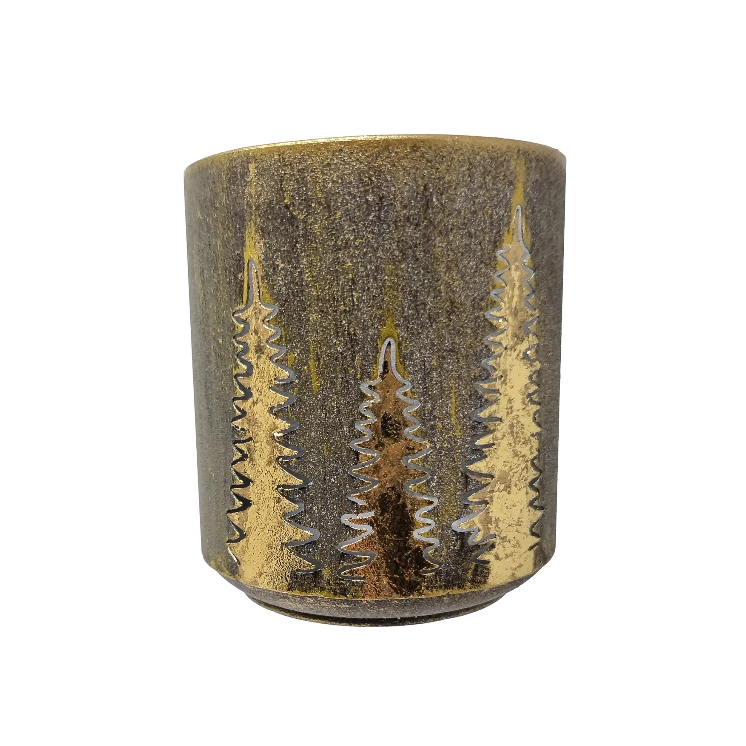 Windlichter | 9,5 Ø 8,5 cm | gold | Metall | Tanne